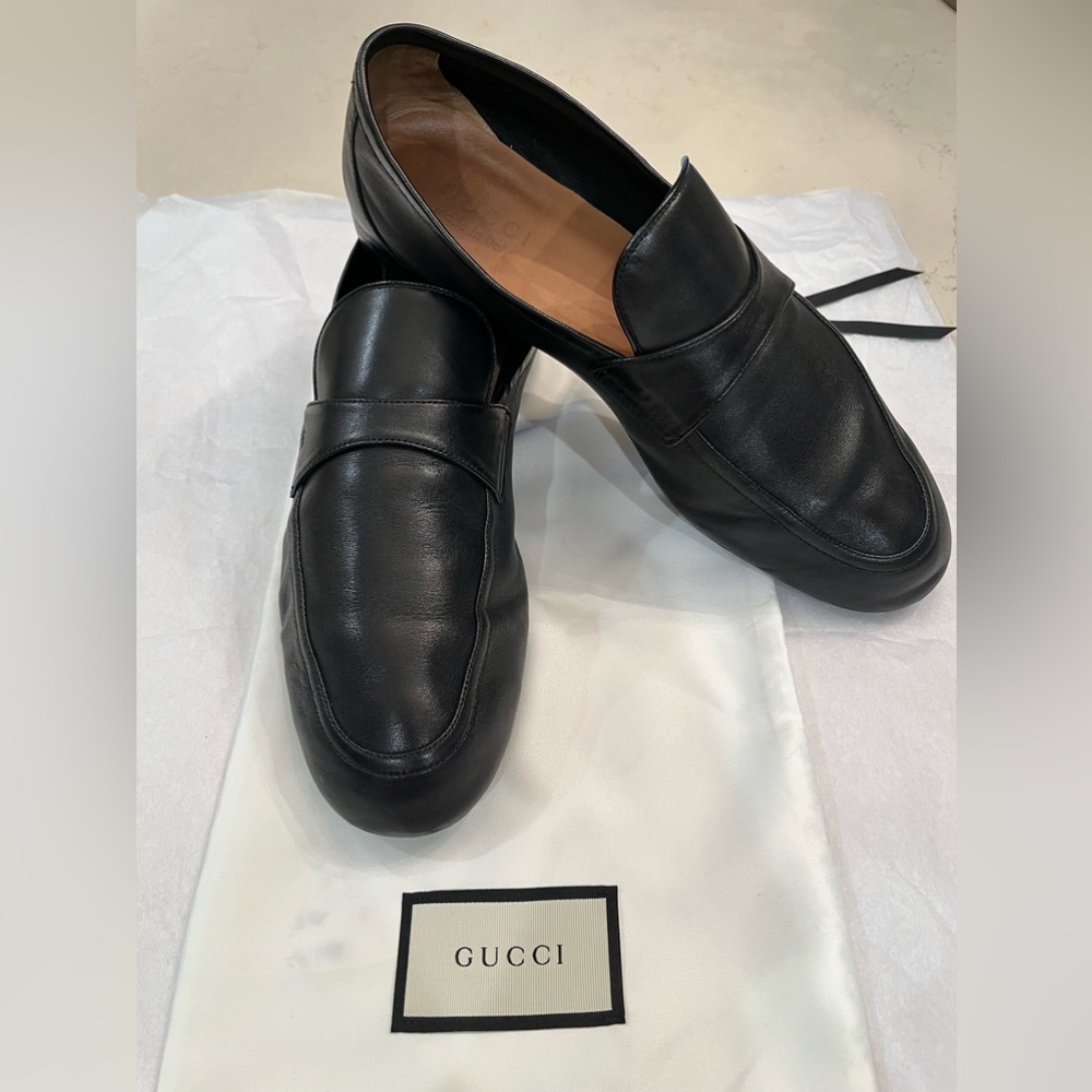 Gucci black napa leather loafers